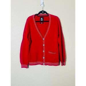 RARE Mens Nike Sportswear Athletic Department Red Contrast Sweater Cardigan Med